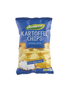 Dennree ekološki slani čips v plastični embalaži, 125g.