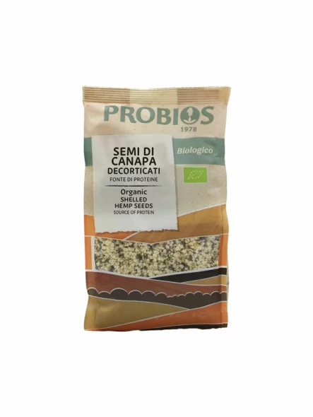 Probios ekološka konopljina semena brez glutena v plastični embalaži, 250g.