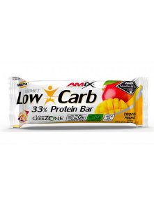 Amix Low Carb 33% beljakovinska ploščica s tropskim mangom v prozorni plastični embalaži, 60g.