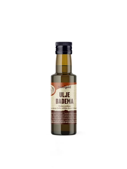 Nutrigold ekološko hladno stisnjeno andljevo olje v steklenički, 100ml.