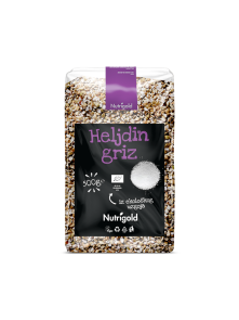 Nutrigold ekološki ajdov zdrob v 500 gramsi prozorni plastični embalaži.