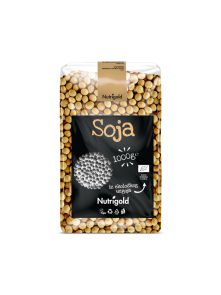 Nutrigold ekološka soja v prozorni plastični embalaži, 1000g.