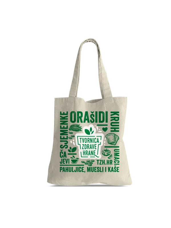 Platnena vrečka z dolgimi ročaji Tovrna Zdrave Hrane