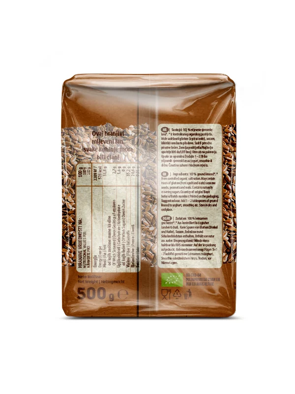 Nutrigold ekološka mleta lanena semena 500g Nutrigold