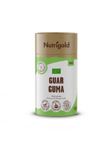 Nutrigold ekološki guar gumi v 150 gramski rjavi embalaži.