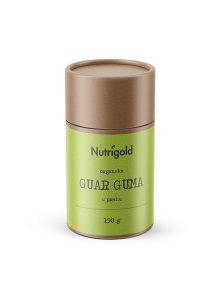Nutrigold ekološki guar gumi v 150 gramski rjavi embalaži.