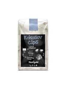 Nutrigold ekološki nesladkan kokosov čips v prozorni plastični embalaži, 300g.