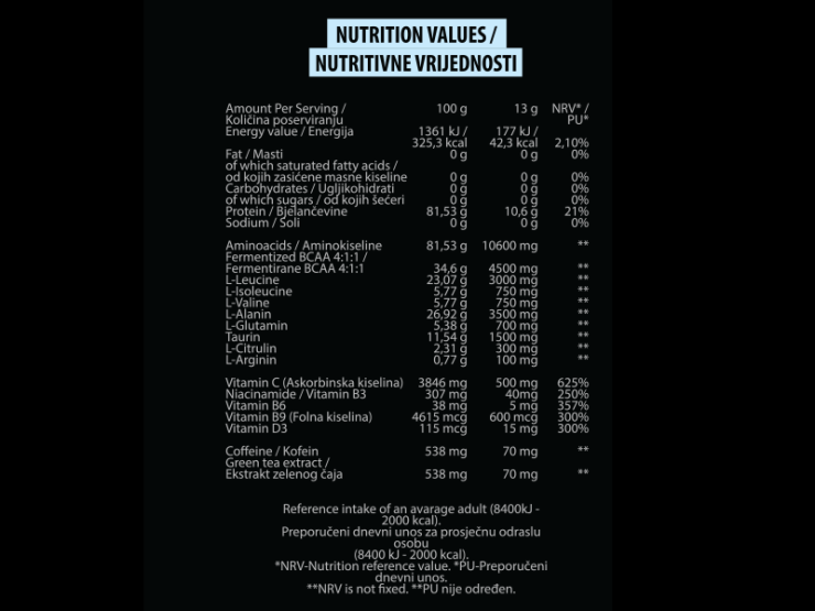 ProteONE Amino +, inovativni kompleks aminokislin z okusom limone in limete v plastični embalaži, 390g.