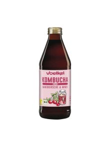 Voelkel ekološki kombucha napitek z višnjo in meto v steklenici, 0,33l.