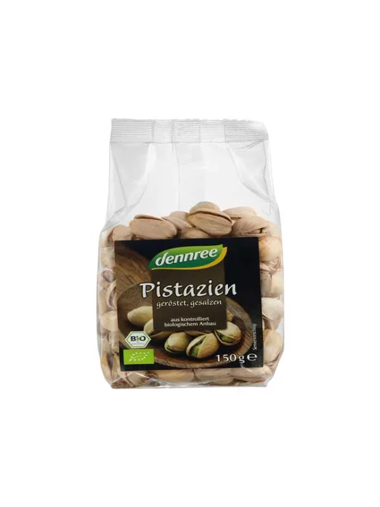 Dennree ekološka pistacija v lupini v prozorni plastični embalaži, 150g