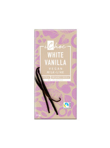 iChoc veganska ekološka bela čokolada v okolju prijazni embalaži, brez aluminija 80g