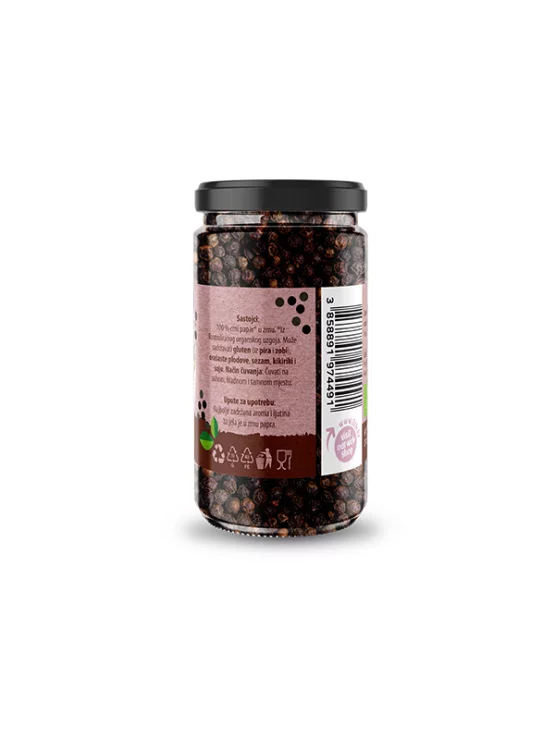Črni poper v zrnu steklenička - Ekološki 50g Nutrigold