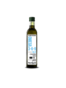 Nutrigold ekološko omega 3-6-9 olje v steklenici, 500ml.