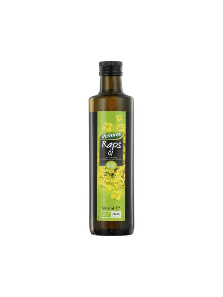 Dennree ekološko repično olje deviško hladno stisnjeno v steklenici, 500ml.