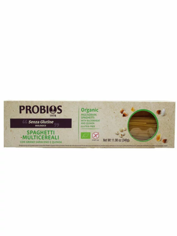 Probios špageti brez glutena iz več vrst žit v kartonski embalaži, 340g.