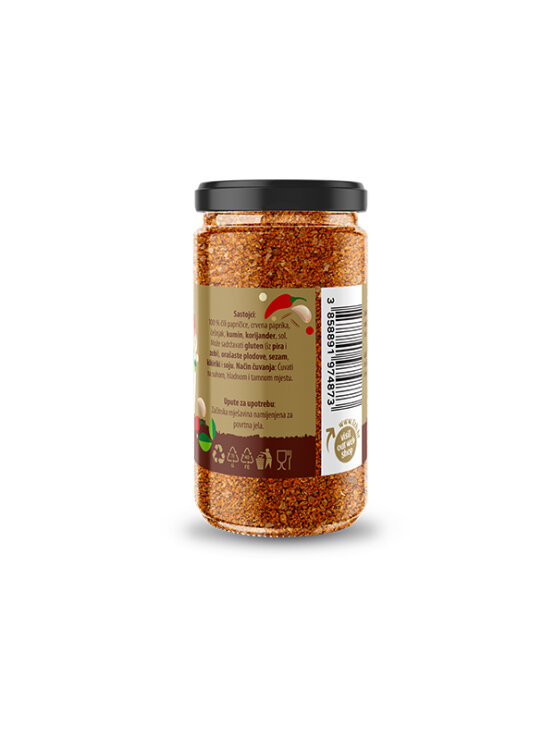 Nutrigold harissa mešanica začimb v 5o gramski steklenii embalaži.