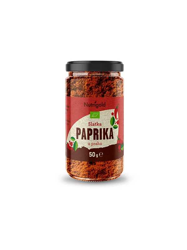 Nutrigold ekološka sladka paprika v prahu v steklenički, 50g.