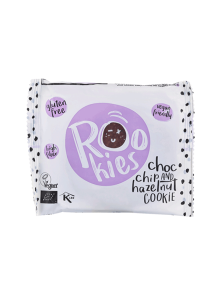 Roo'Bar ekološki piškoti s koščki čoklade in lešniki Rookies v plastični embalaži, 40g.