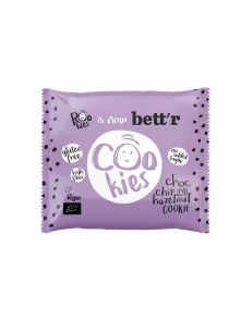 Bett’r ekološki piškoti s koščki čoklade in lešniki Rookies v plastični embalaži, 40g.