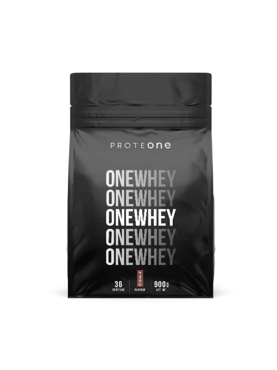 ProteONE ONEWHEY beljakovine Dvojna čokolada v črni plastični embalaži, 900g.