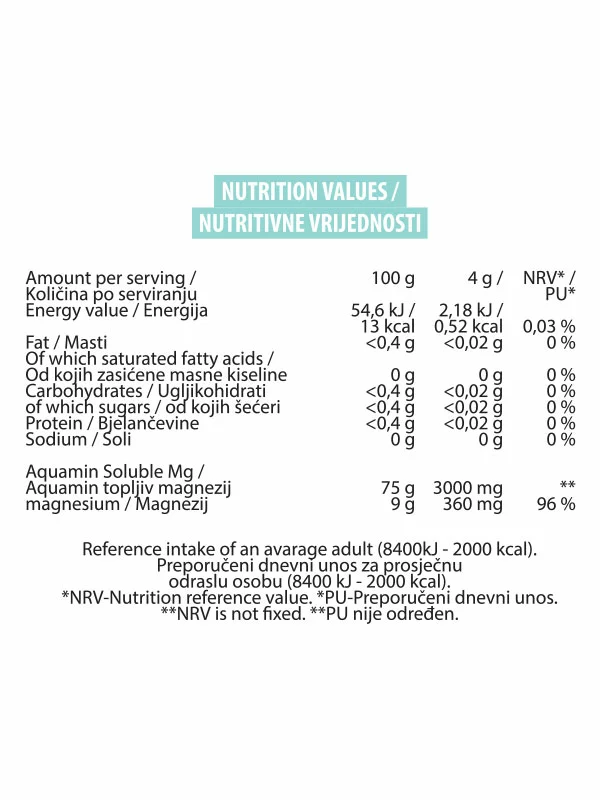 Magnezij+ Aquamarin Soluble 160g – Magnezij v prahu Zeleno jabolko Nutrigold