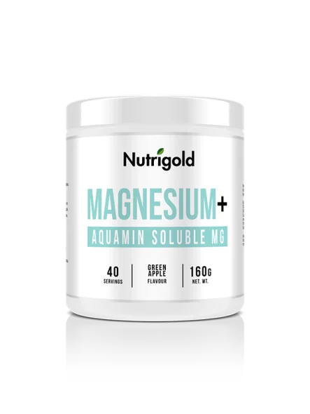 Nutrigold Magnezij+ Aquamarin Soluble, Magnezij v prahu Zeleno jabolko v plastični embalaži, 160g.