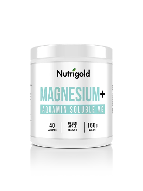Nutrigold Magnezij+ Aquamarin Soluble, Magnezij v prahu Zeleno jabolko v plastični embalaži, 160g.