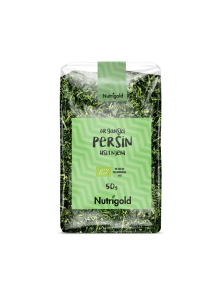 Nutrigold ekološki drobljeni peteršilj v prozorni plastični embalaži, 50g.