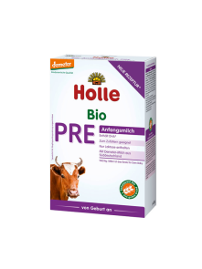Holle ekološki mlečni napitek v prahu Od rojstva PRE v kartonski embalaži, 400g.