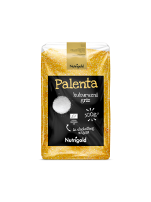 Nutrigold ekološka polenta v prozorni plastični embalaži, 500g.