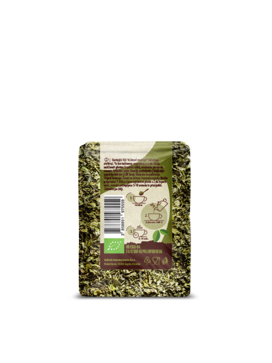 Nutrigold ekološki čaj iz moringe v 30 gramski prozorni embalaži.