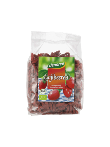 Dennree ekološke suhe goji jagode v prozorni plastični embalaži, 250g.