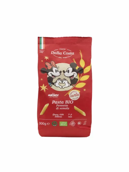 Probios ekološke Disney testenine v obliki drobnih peresnikov v plastični embalaži, 300g.