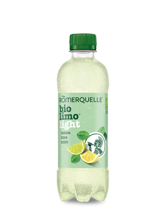 Romerquelle bio limo ekološka gazirana pijača z limono in meto v plastenki, 375ml.