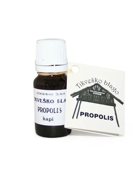 Tikveško Blago ekološke propolisove kapljice v temni steklenički, 10ml.