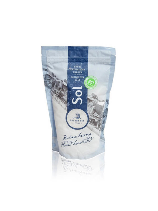 Solana Nin ekološka groba morska sol v plastični embalaži, 600g.