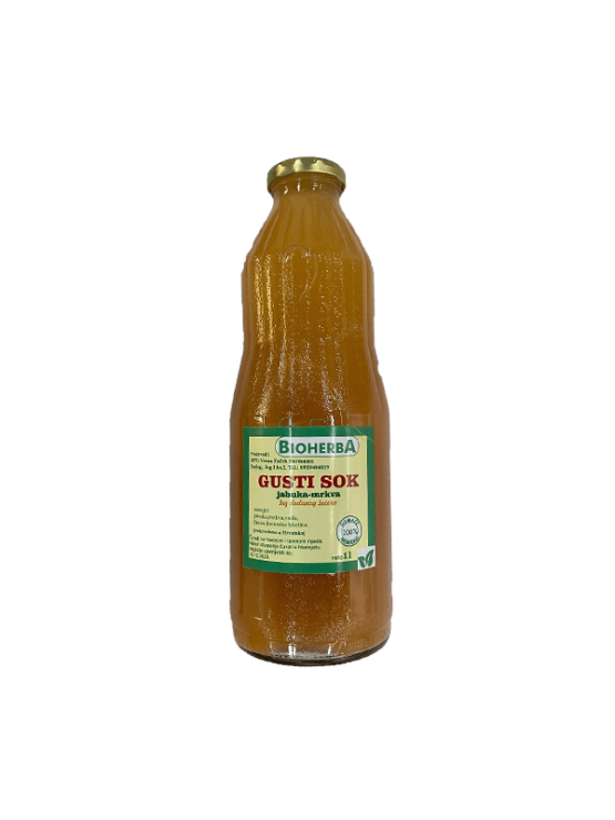 BioHerba gosti sok z jabolkom in korenčkom brez dodanega sladkorja v steklenici, 1l.
