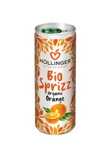 Hollinger ekološki gazirani pomarančni sok v pločevinki, 250ml.