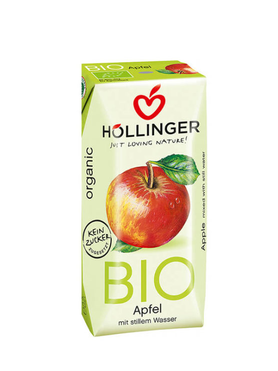 Hollinger ekološki jabolčni sok v tetrapaku s slamico, 200ml.