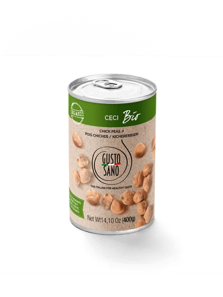 Gusto Sano Ekološka čičerika v vodi v pločevinki, 400g.