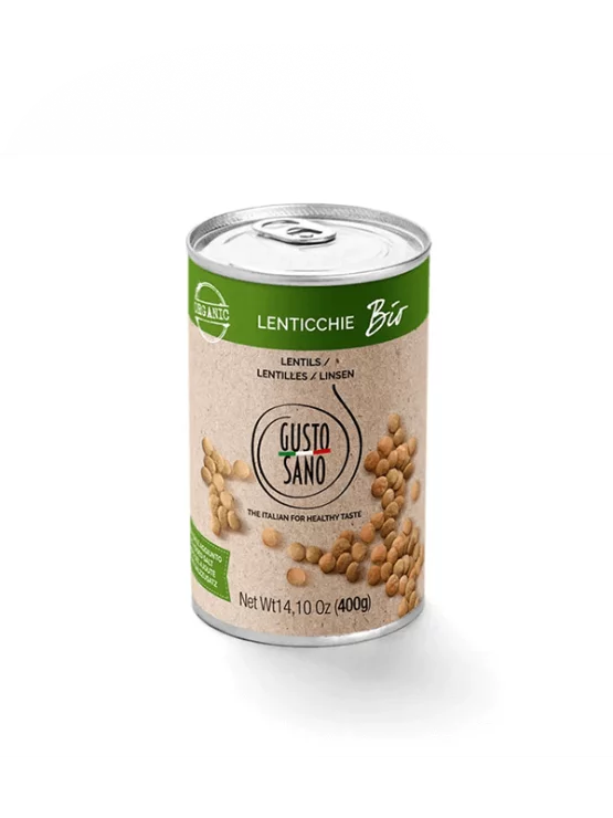 Gusto Sano ekološka leča v vodi v pločevinki, 400g.