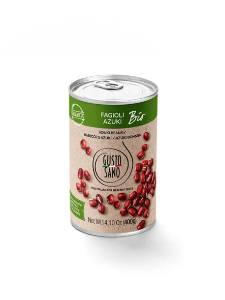 Gusto Sano ekološki azuki fižol v pločevinki 400g.