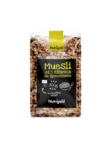 Nutrigold muesli iz 5 žit s semeni v prozorni embalaži 500g