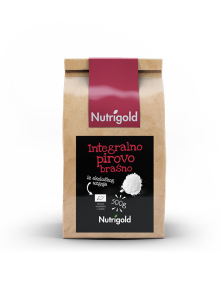 Nutrigold ekološka pirina moka v rjavi papirnati embalaži, 500g.