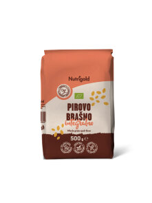 Nutrigold ekološka pirina moka v rjavi papirnati embalaži, 500g.