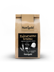 Nutrigold ekološka koruzna moka v rjavi papirnati embalaži, 1000g.