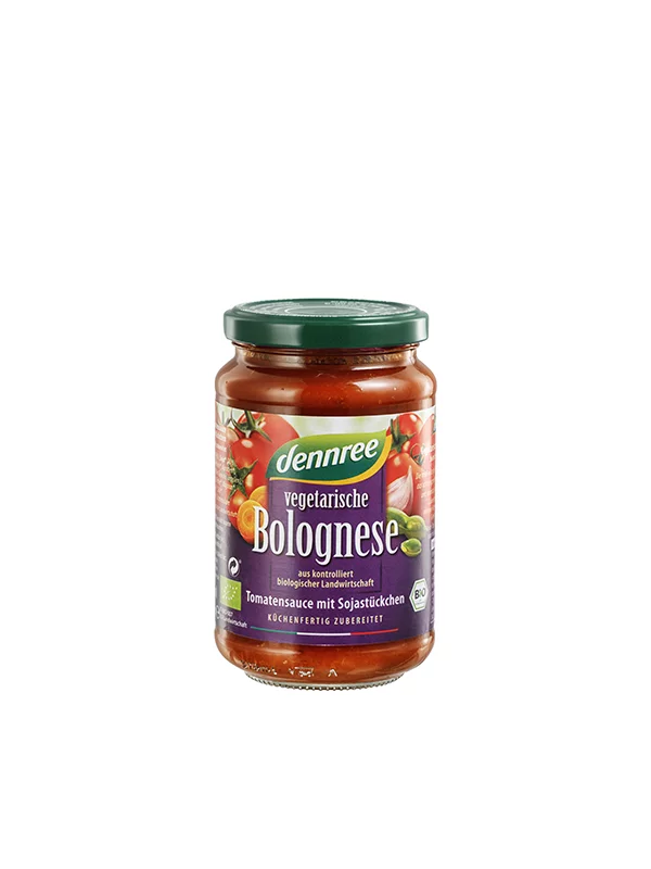 Dennree ekološka veganska bolognese omaka s paradižnikom v kozarcu, 350g.
