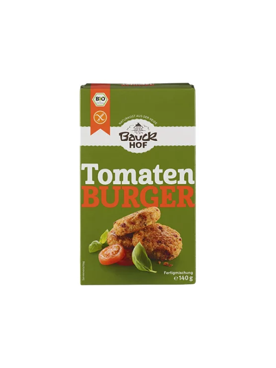 Bauck Mühle ekološka mešanica za burgerje s paradižnikom in baziliko v papirnati embalaži, 140g.