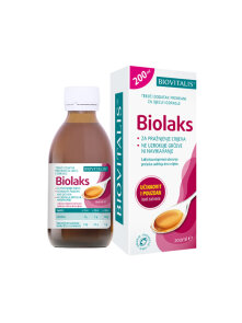 Tekoče prehransko dopolnilo Biovitalis za praznjenje črevesja za otroke in odrasle v temni steklenički, 200ml.