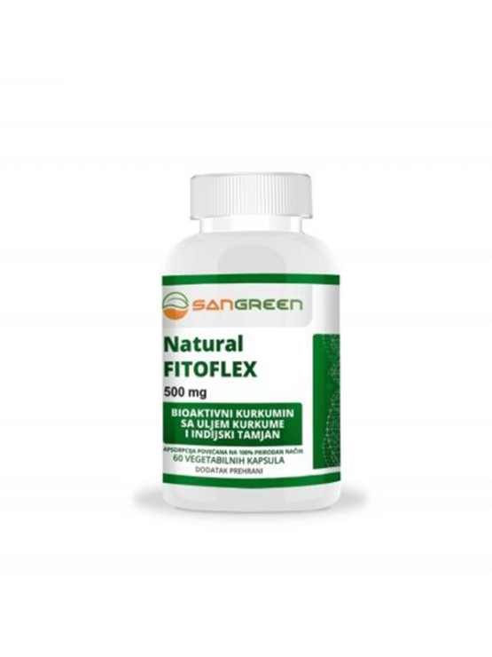 Sangreen Natural Fitoflex kapsule v beli plastični embalaži, 500mg x 60 kapsul.